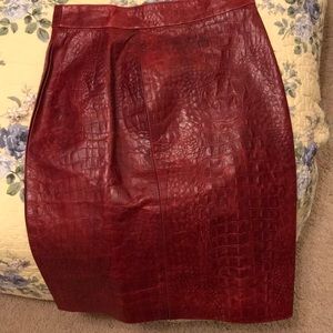 Red Roberto Cavalier Leather skirt
